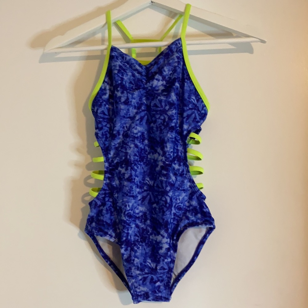Girls cut-out once piece bathing suit.